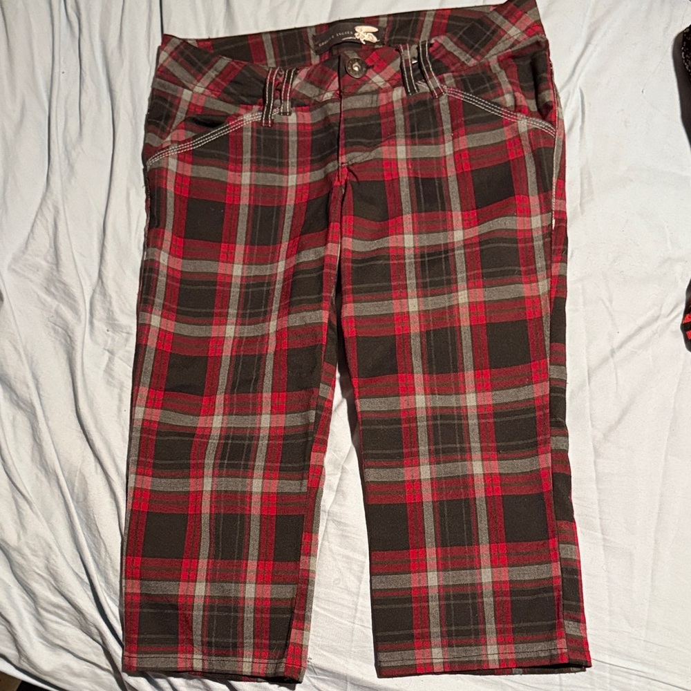Ghosts & Angels Red/Black/Gray Plaid Capri Pants (Vintage & Rare)